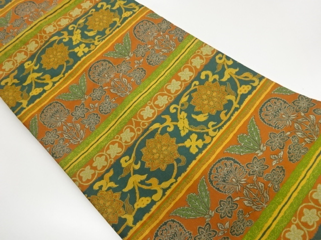 JAPANESE NAGOYA OBI / WOVEN FLORAL PLANTS